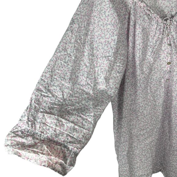 Eileen West Cotton Lawn Poet Shirt Sleep Shirt Gown Dress Floral Size XL - Picture 7 of 9